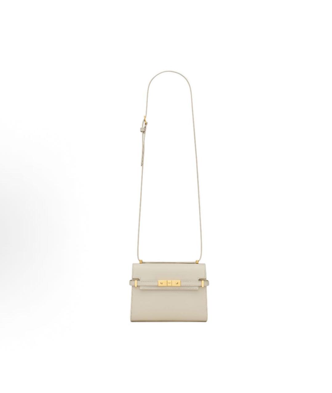 SAINT LAURENT Бежевая кожаная сумка через плечо, фото 2