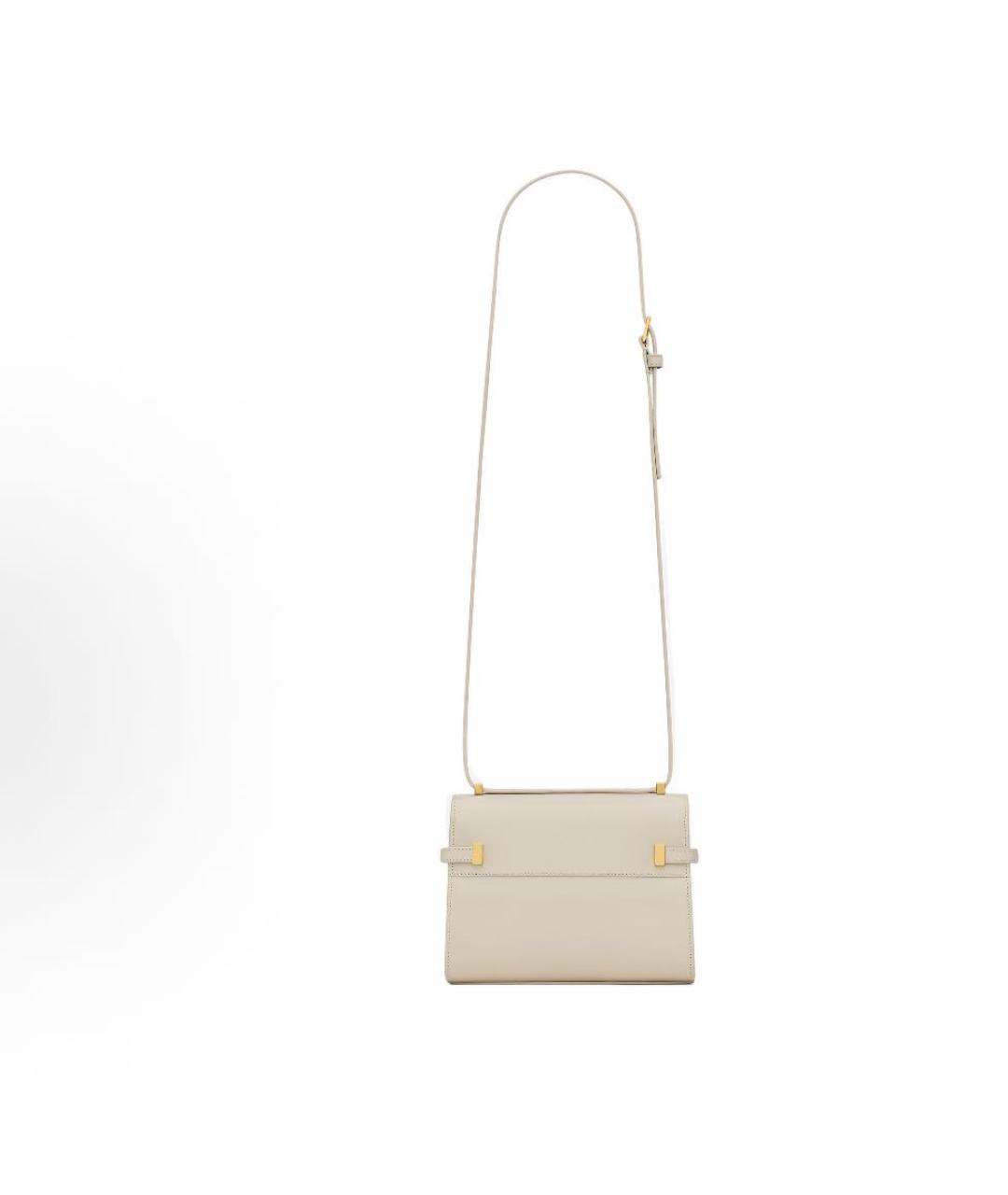 SAINT LAURENT Бежевая кожаная сумка через плечо, фото 4