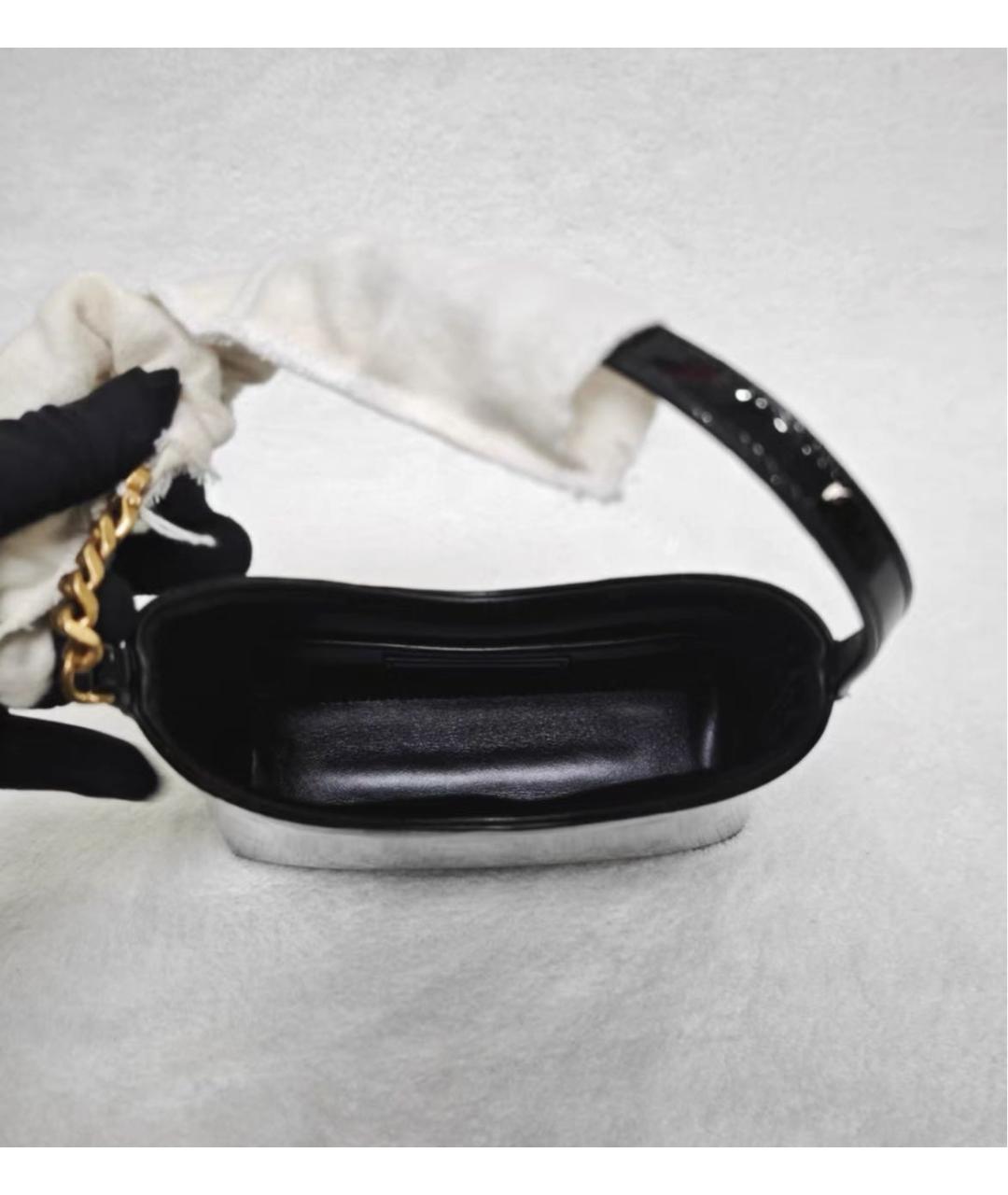 SAINT LAURENT Черная сумка через плечо из лакированной кожи, фото 6