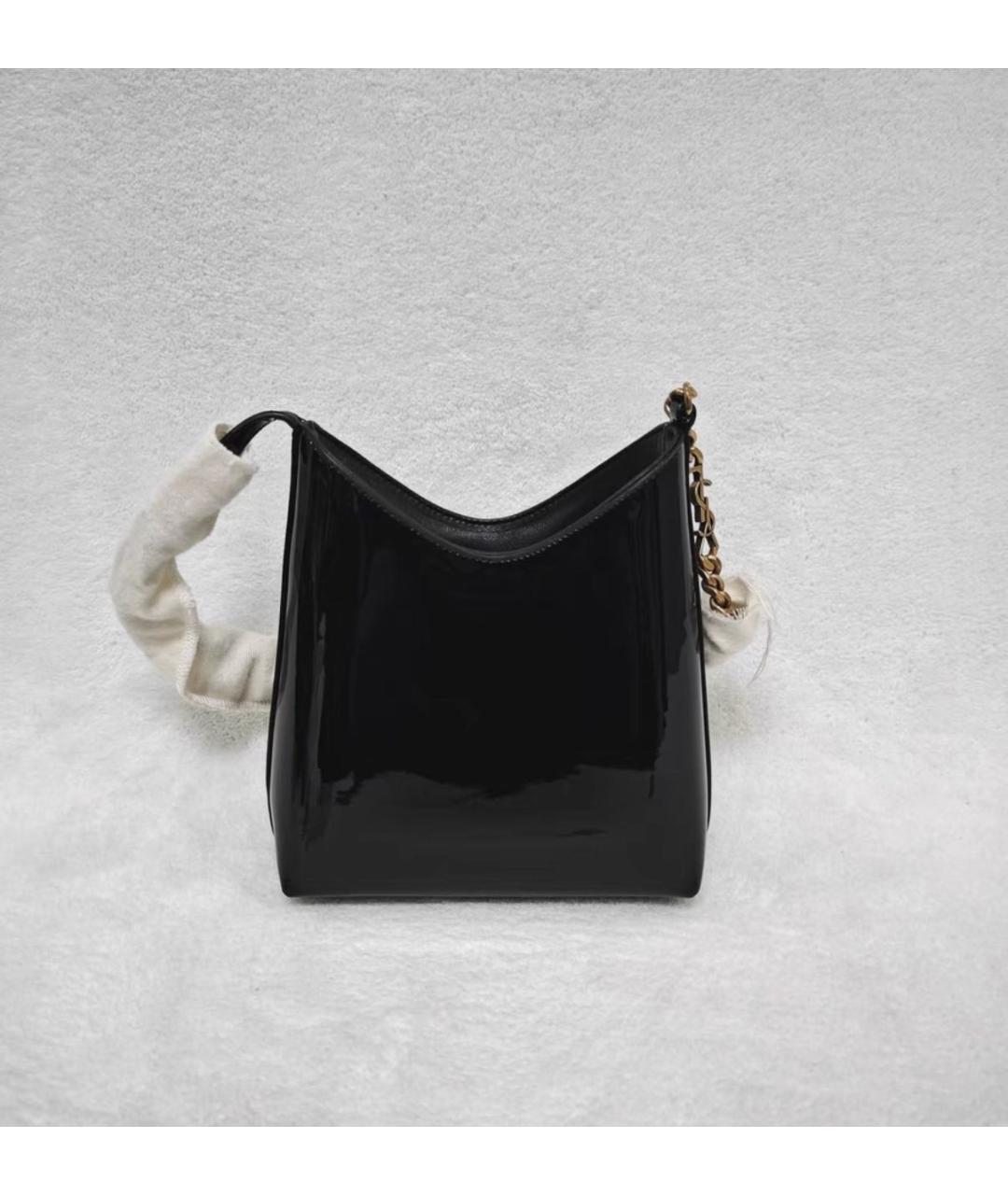 SAINT LAURENT Черная сумка через плечо из лакированной кожи, фото 5