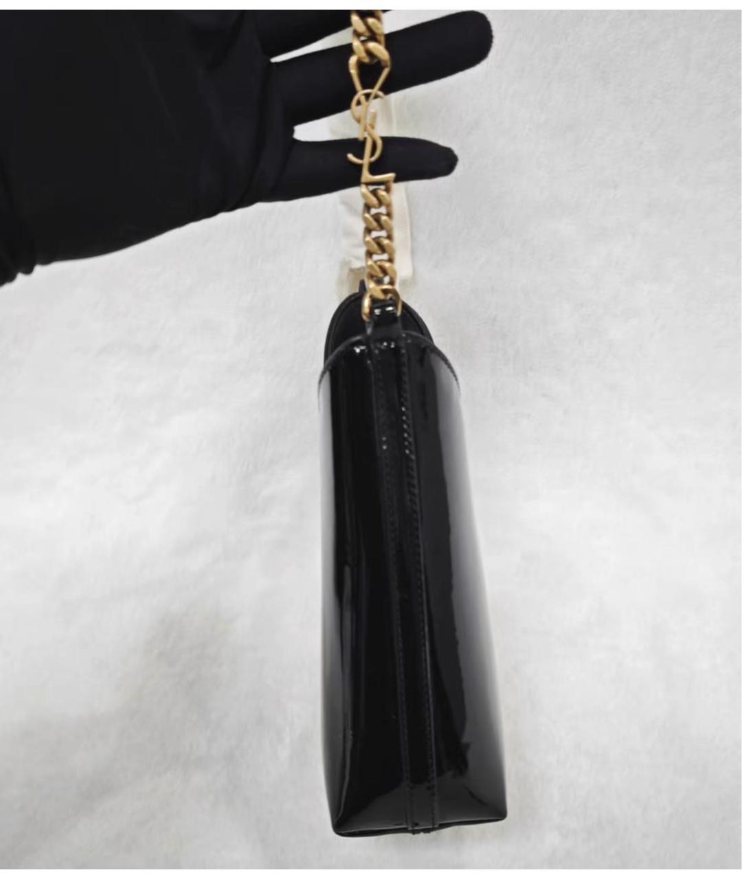 SAINT LAURENT Черная сумка через плечо из лакированной кожи, фото 4