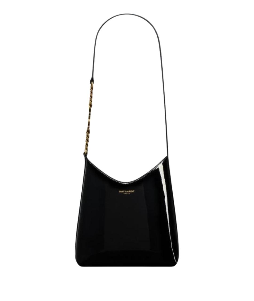 SAINT LAURENT Черная сумка через плечо из лакированной кожи, фото 1