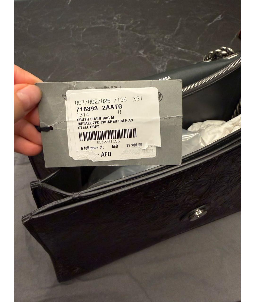 BALENCIAGA Черная кожаная сумка через плечо, фото 7