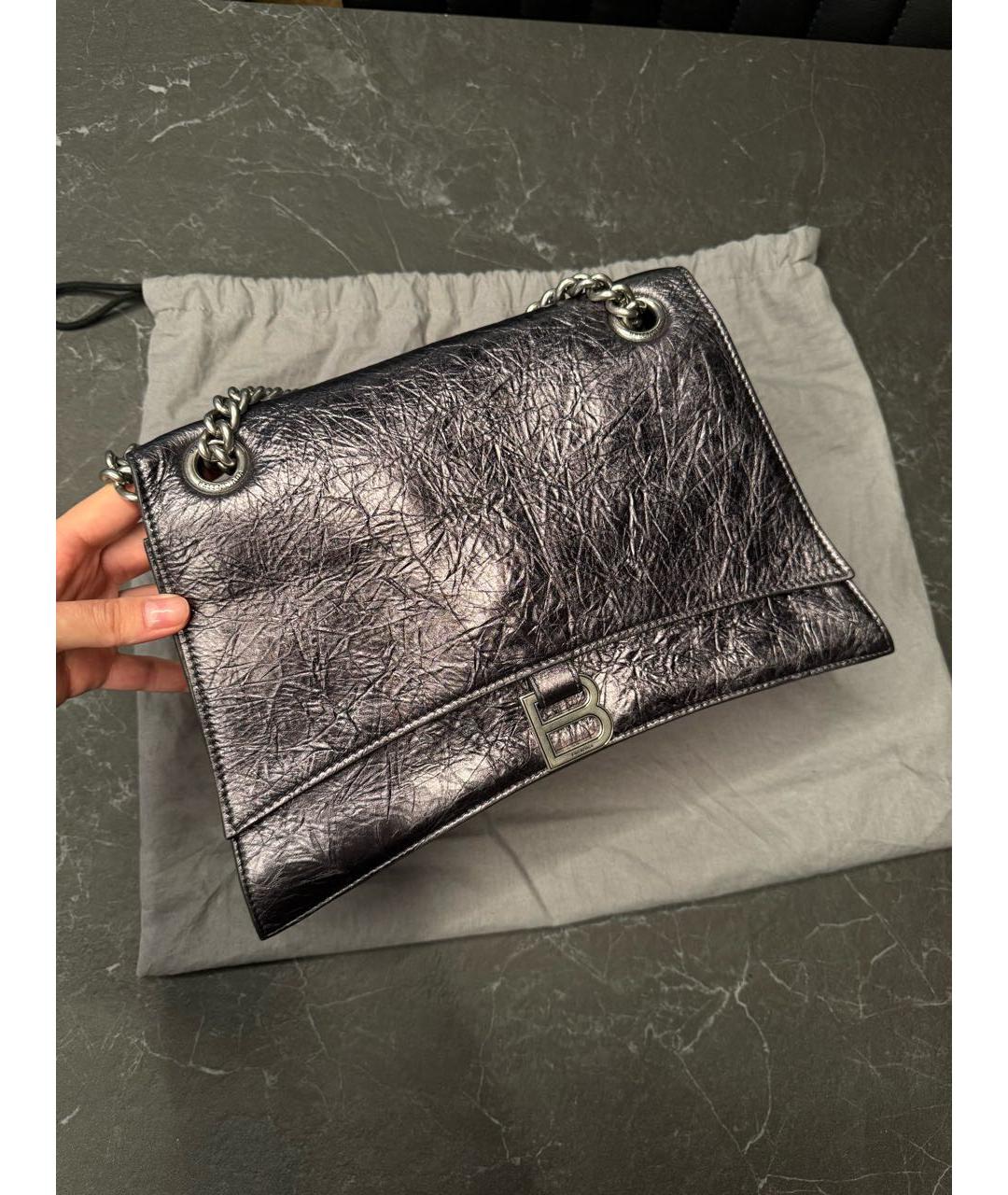 BALENCIAGA Черная кожаная сумка через плечо, фото 6