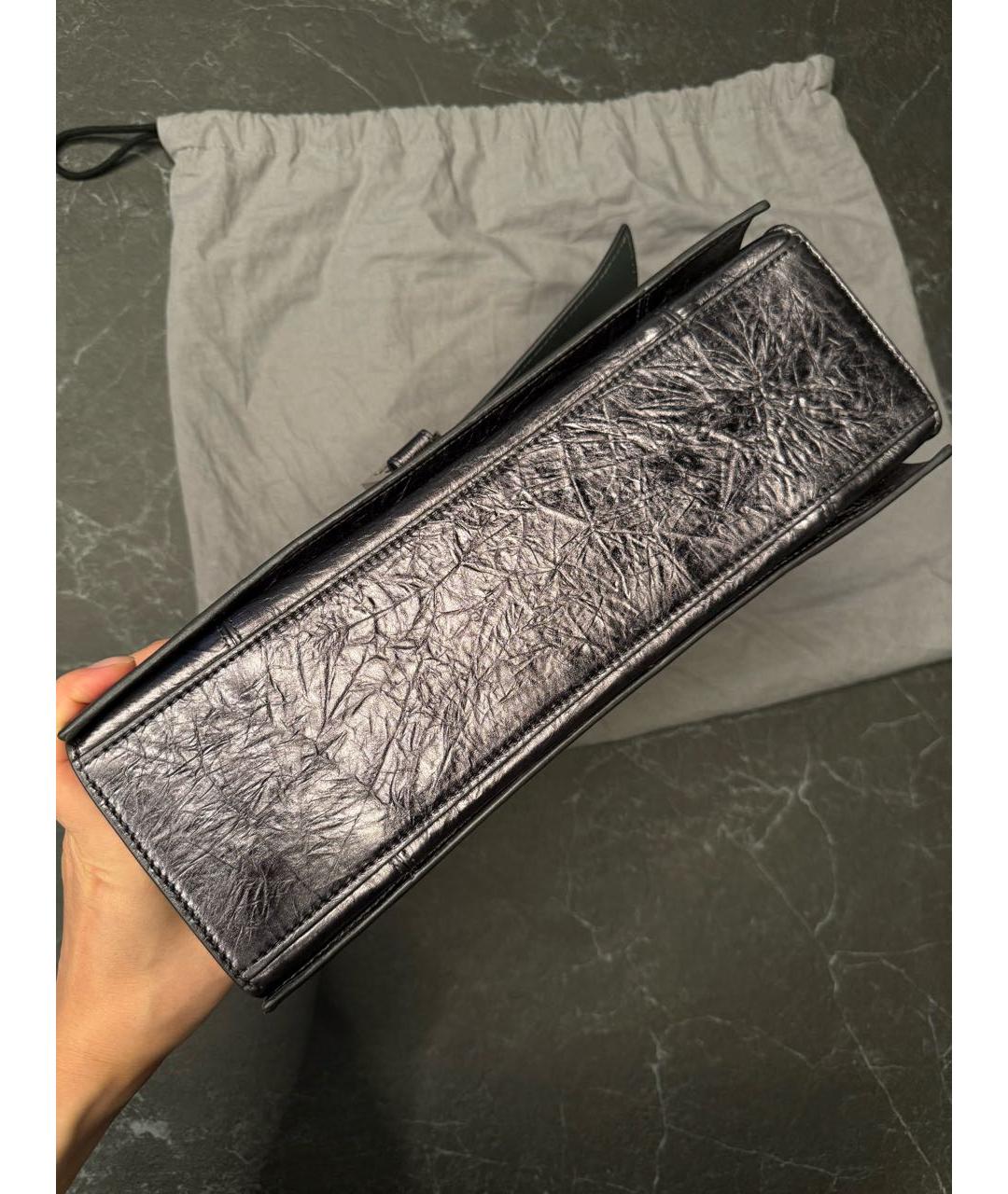 BALENCIAGA Черная кожаная сумка через плечо, фото 3