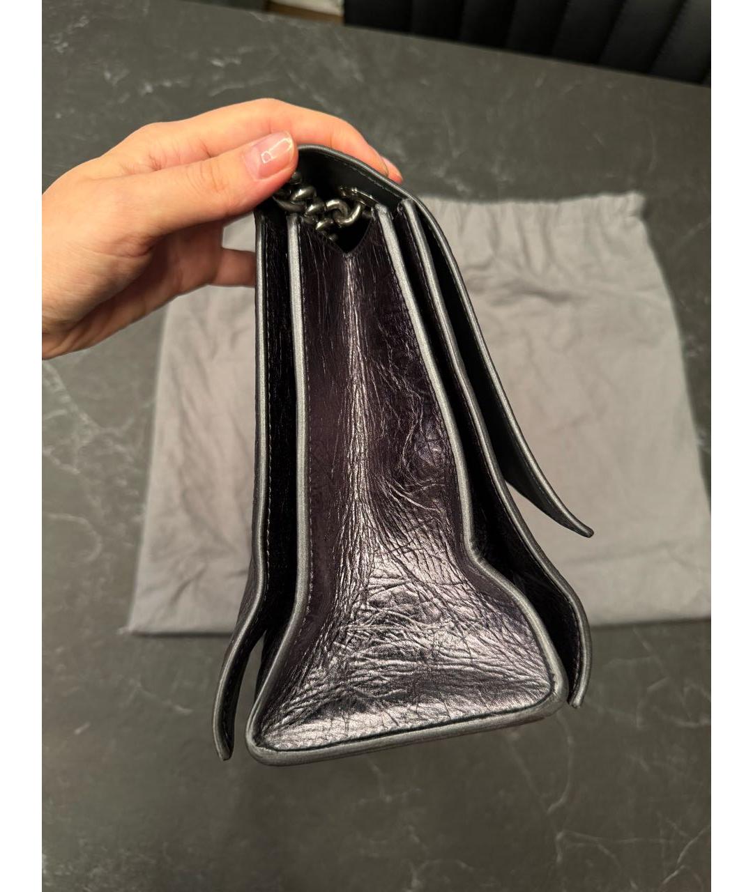 BALENCIAGA Черная кожаная сумка через плечо, фото 2