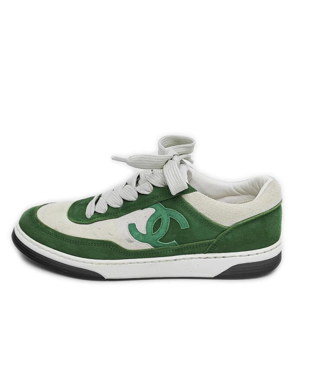 CHANEL Зеленые замшевые кроссовки, фото 9