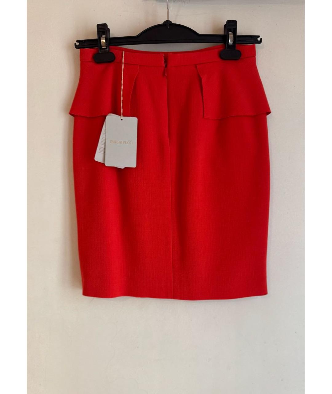 EMILIO PUCCI Коралловая шерстяная юбка миди, фото 5
