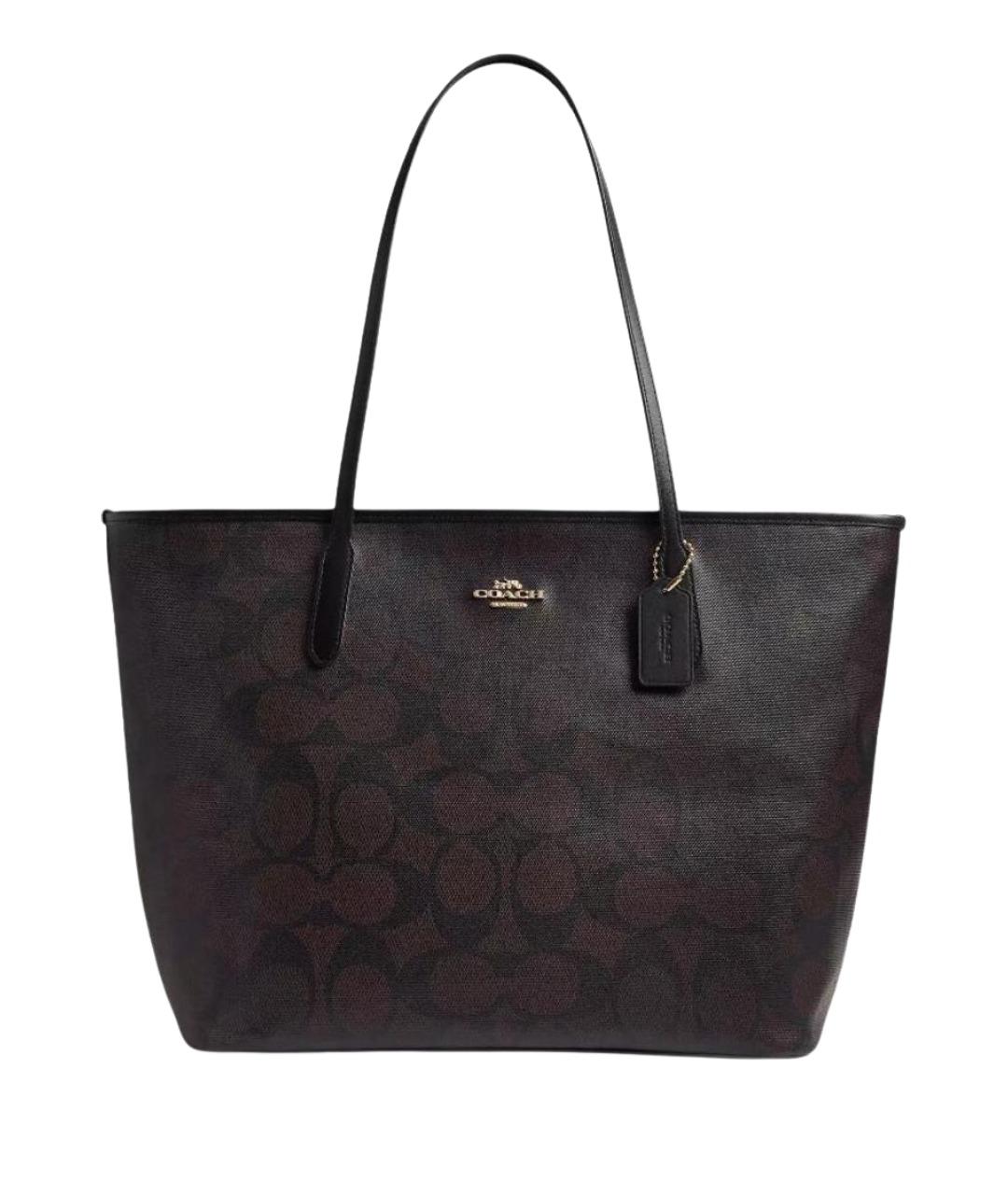 COACH Коричневая сумка с короткими ручками, фото 1