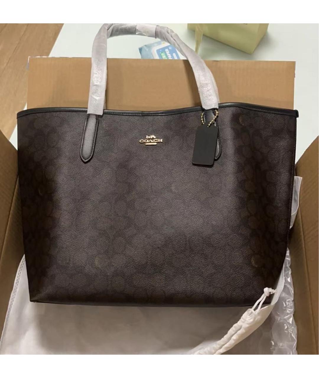 COACH Коричневая сумка с короткими ручками, фото 7