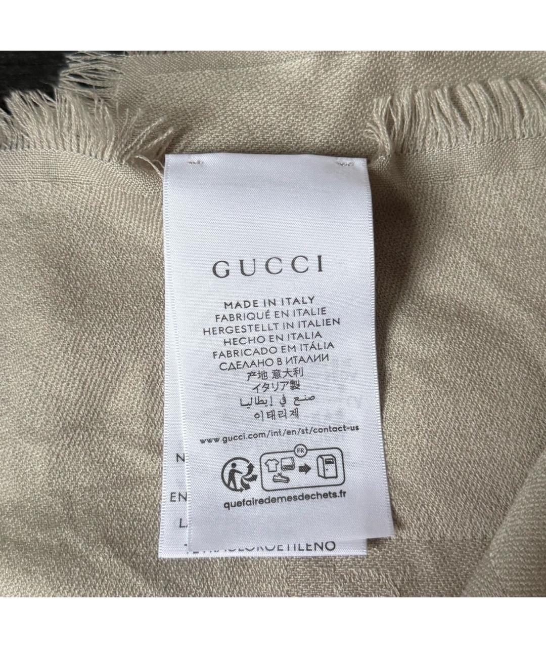 GUCCI Серый шерстяной шарф, фото 3