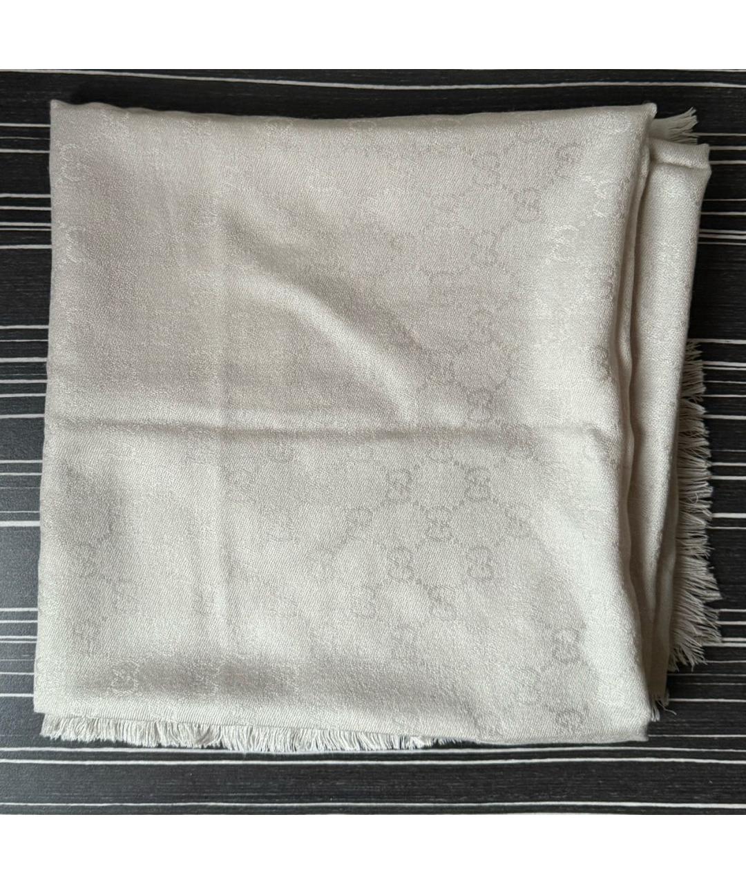 GUCCI Серый шерстяной шарф, фото 5