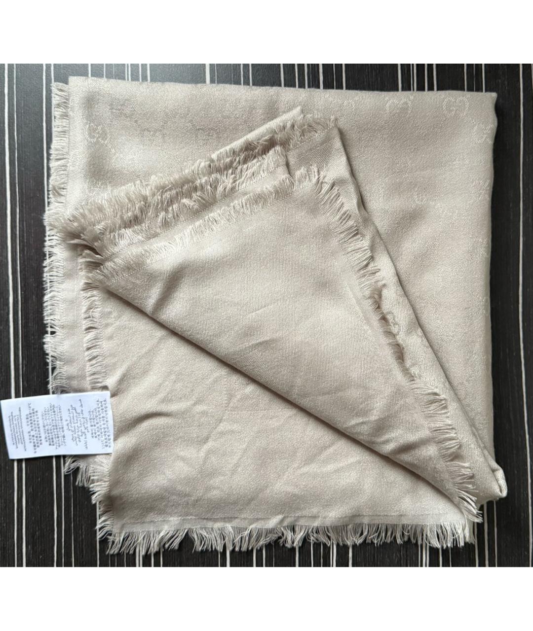 GUCCI Серый шерстяной шарф, фото 2