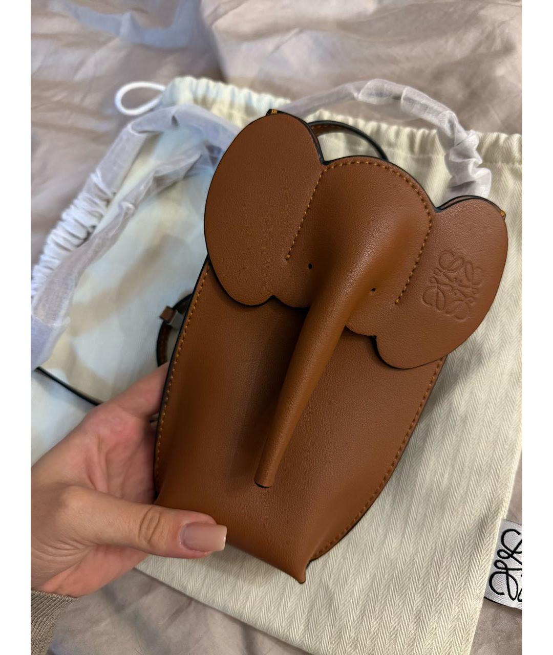 LOEWE Коричневая кожаная сумка через плечо, фото 3