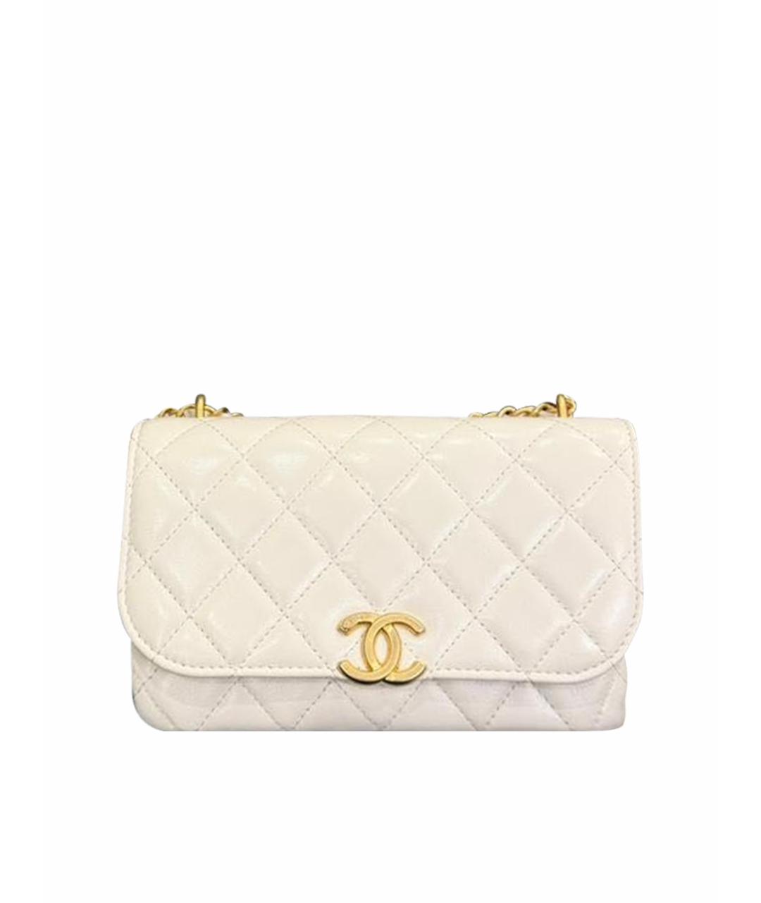 CHANEL Белая кожаная сумка через плечо, фото 1