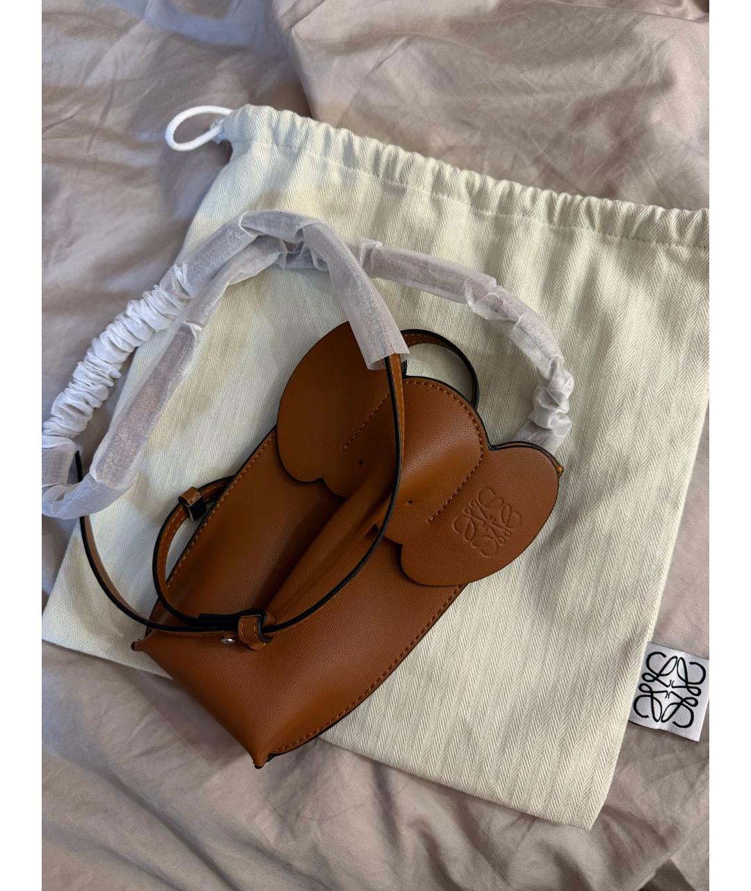 LOEWE Коричневая кожаная сумка через плечо, фото 2