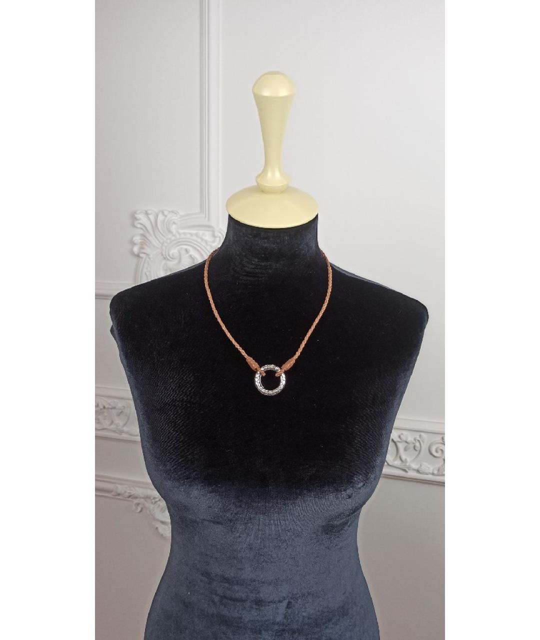 BOTTEGA VENETA Коричневое кожаное колье, фото 7