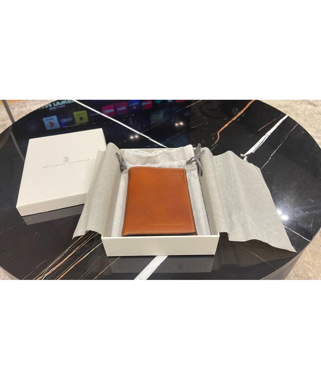 BRUNELLO CUCINELLI Коричневый кожаный кошелек, фото 2