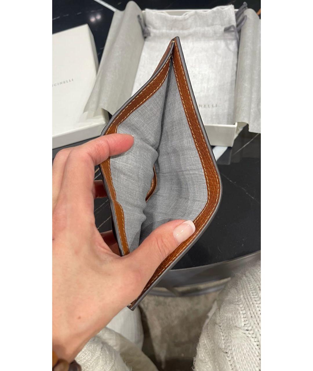 BRUNELLO CUCINELLI Коричневый кожаный кошелек, фото 3