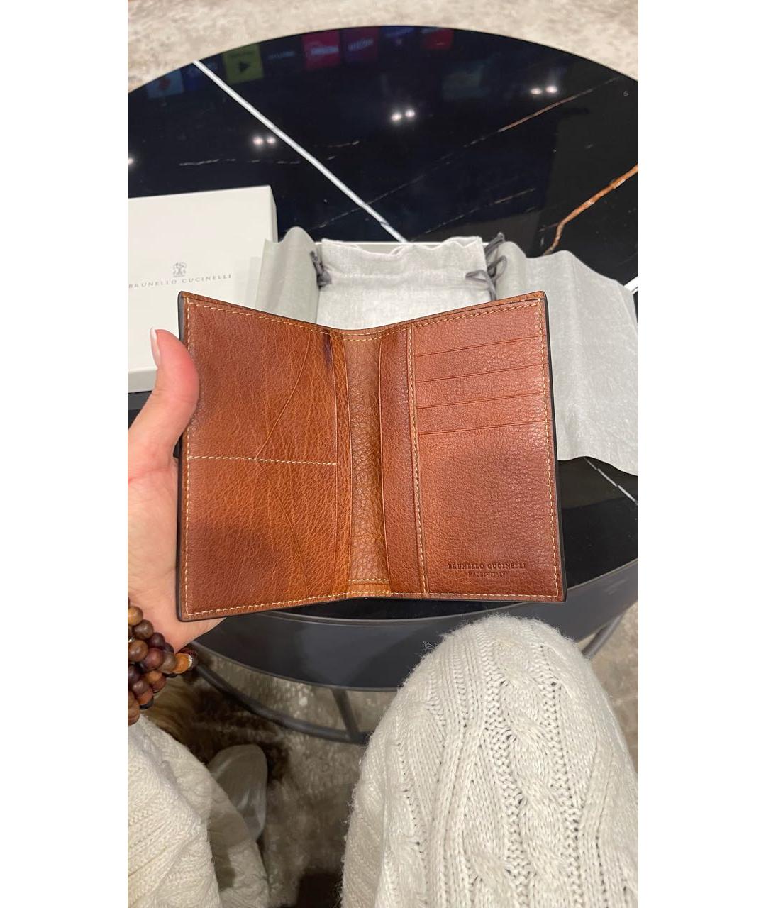 BRUNELLO CUCINELLI Коричневый кожаный кошелек, фото 6