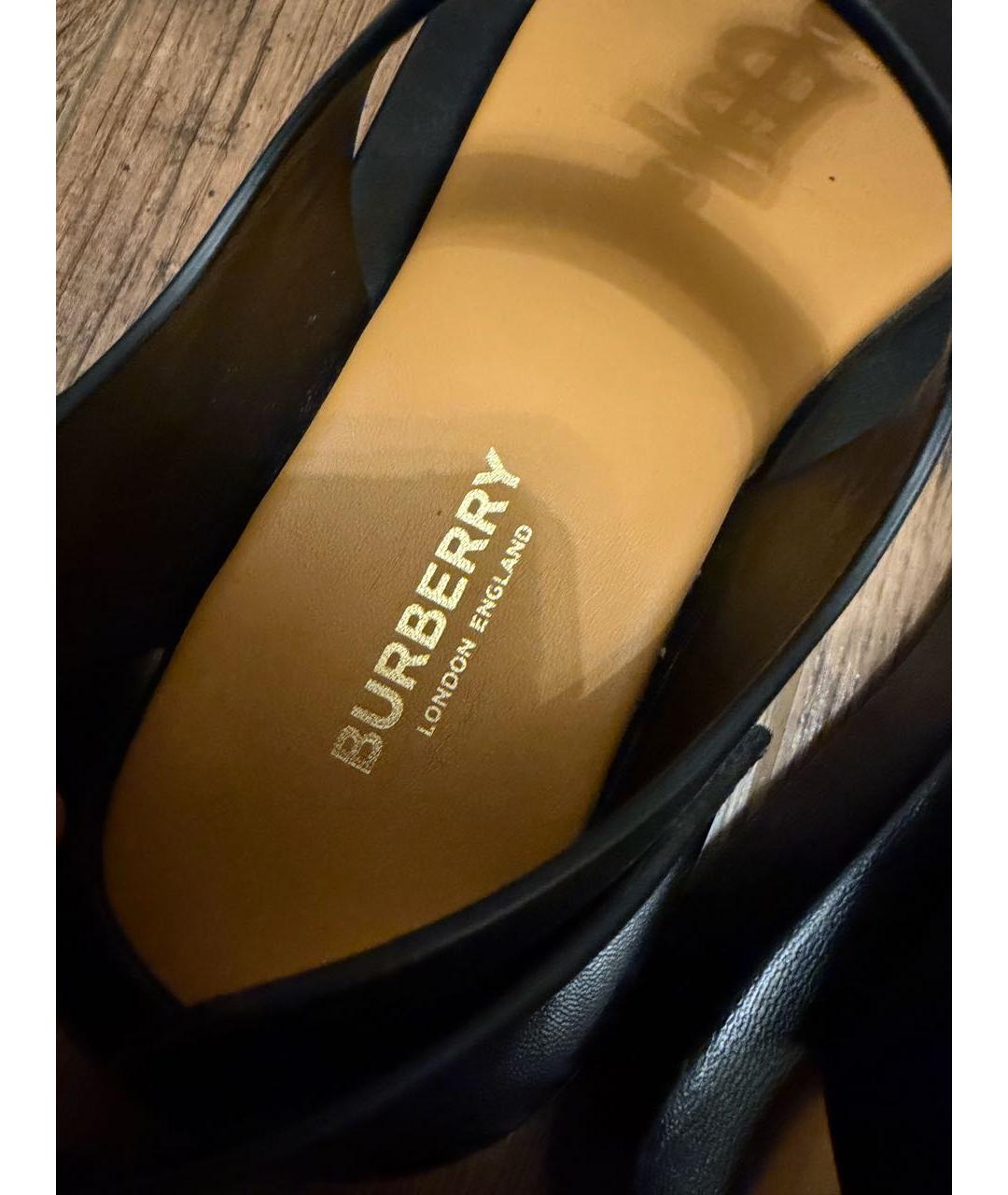 BURBERRY Черные кожаные сандалии, фото 6