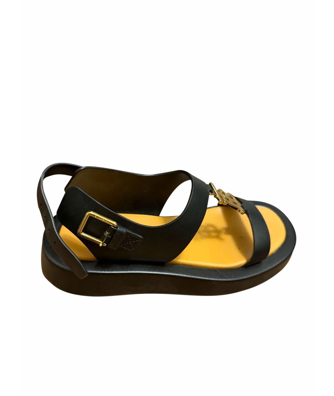 BURBERRY Черные кожаные сандалии, фото 1