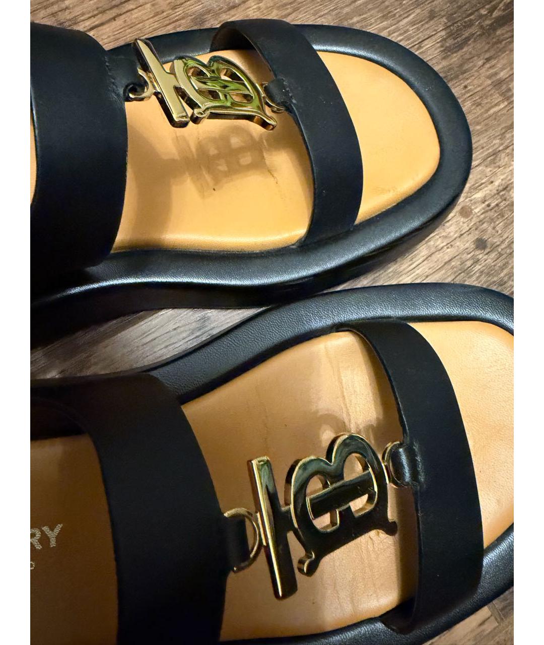 BURBERRY Черные кожаные сандалии, фото 5