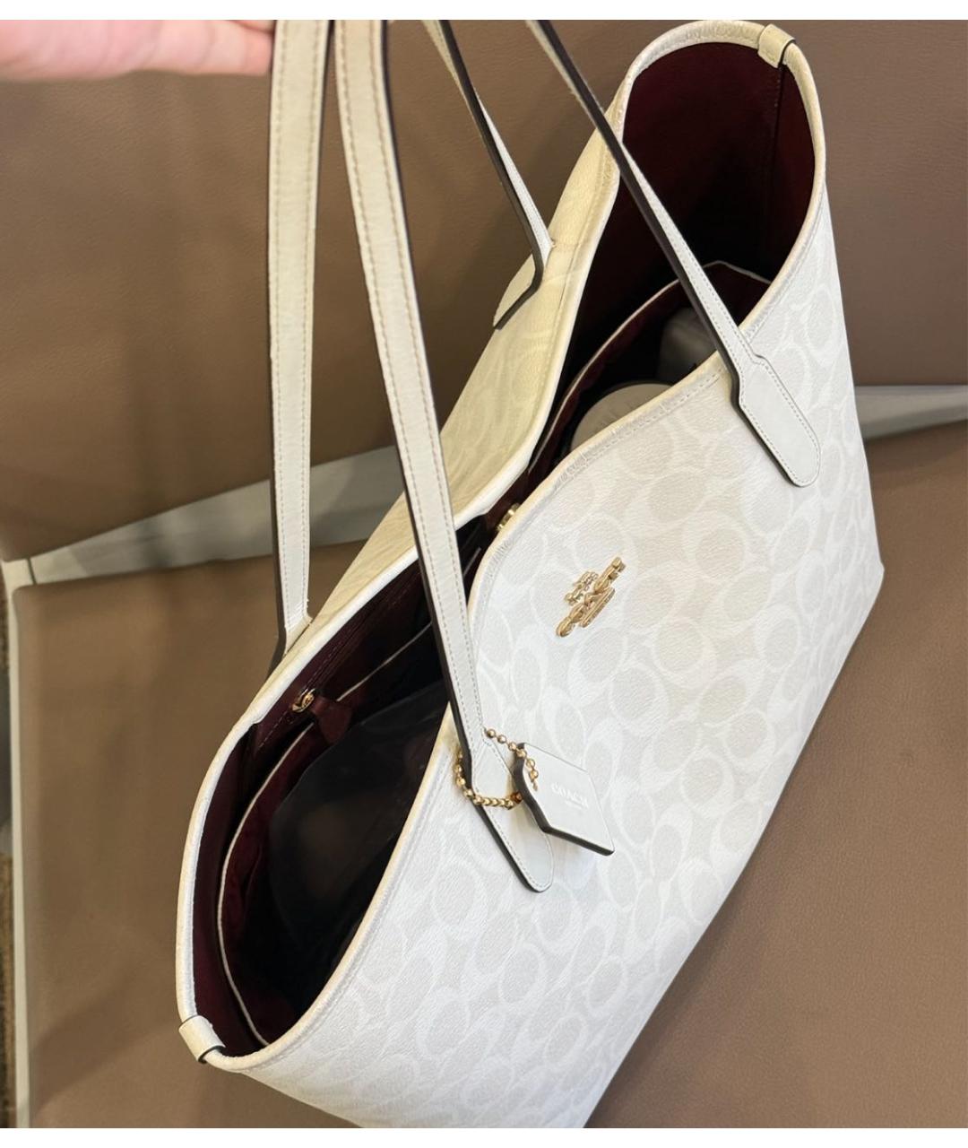 COACH Белая сумка тоут, фото 5
