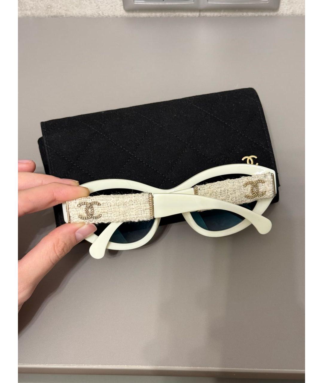 CHANEL Белые пластиковые солнцезащитные очки, фото 2