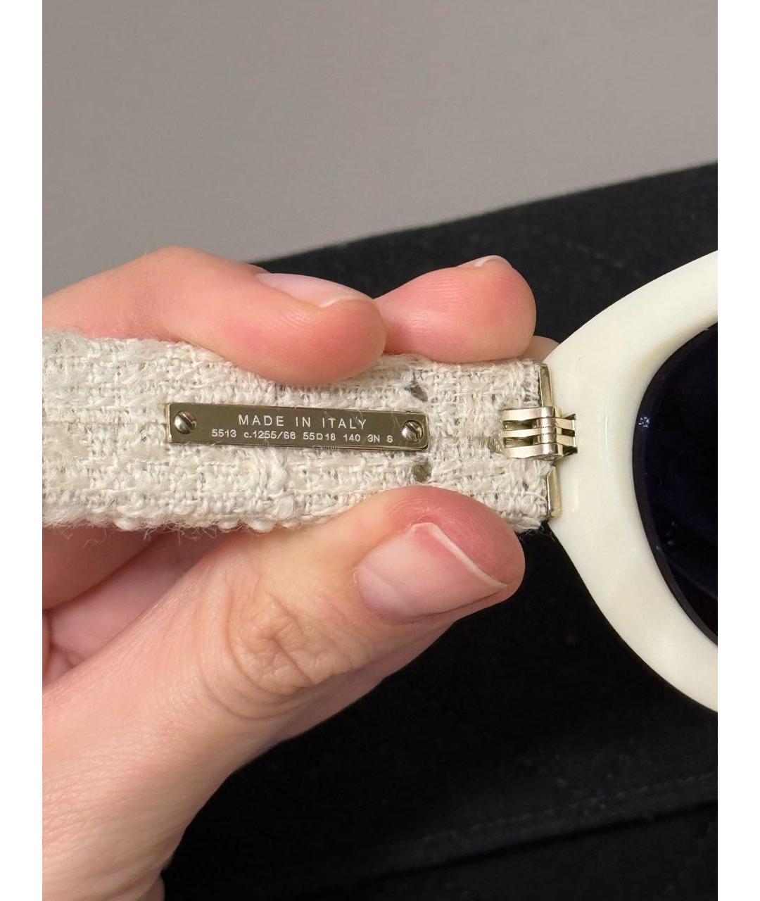 CHANEL Белые пластиковые солнцезащитные очки, фото 4