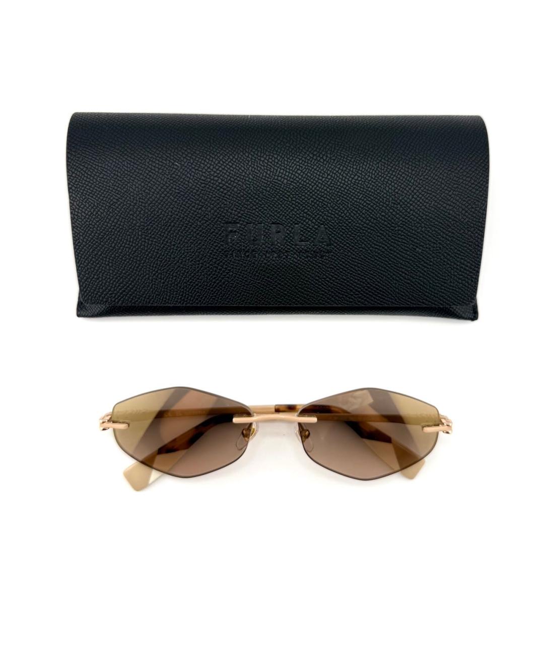 FURLA Золотые металлические солнцезащитные очки, фото 5