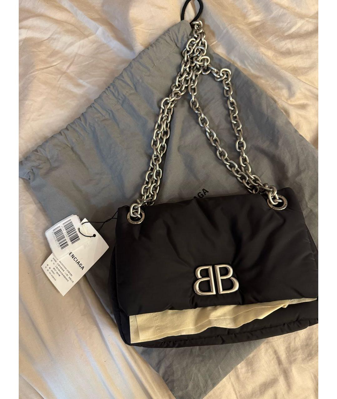 BALENCIAGA Черная тканевая сумка с короткими ручками, фото 2