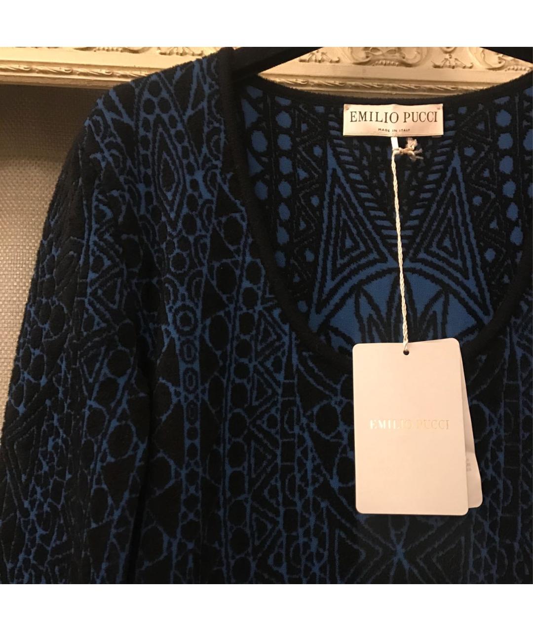 EMILIO PUCCI Темно-синее вискозное повседневное платье, фото 3