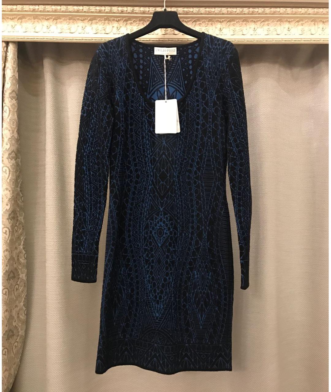 EMILIO PUCCI Темно-синее вискозное повседневное платье, фото 2