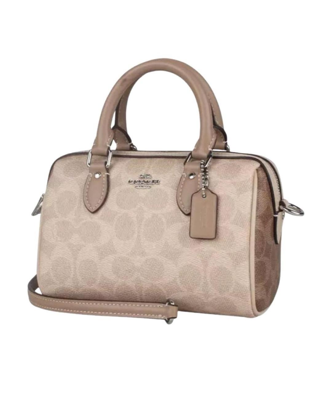 COACH Бежевая кожаная сумка через плечо, фото 6