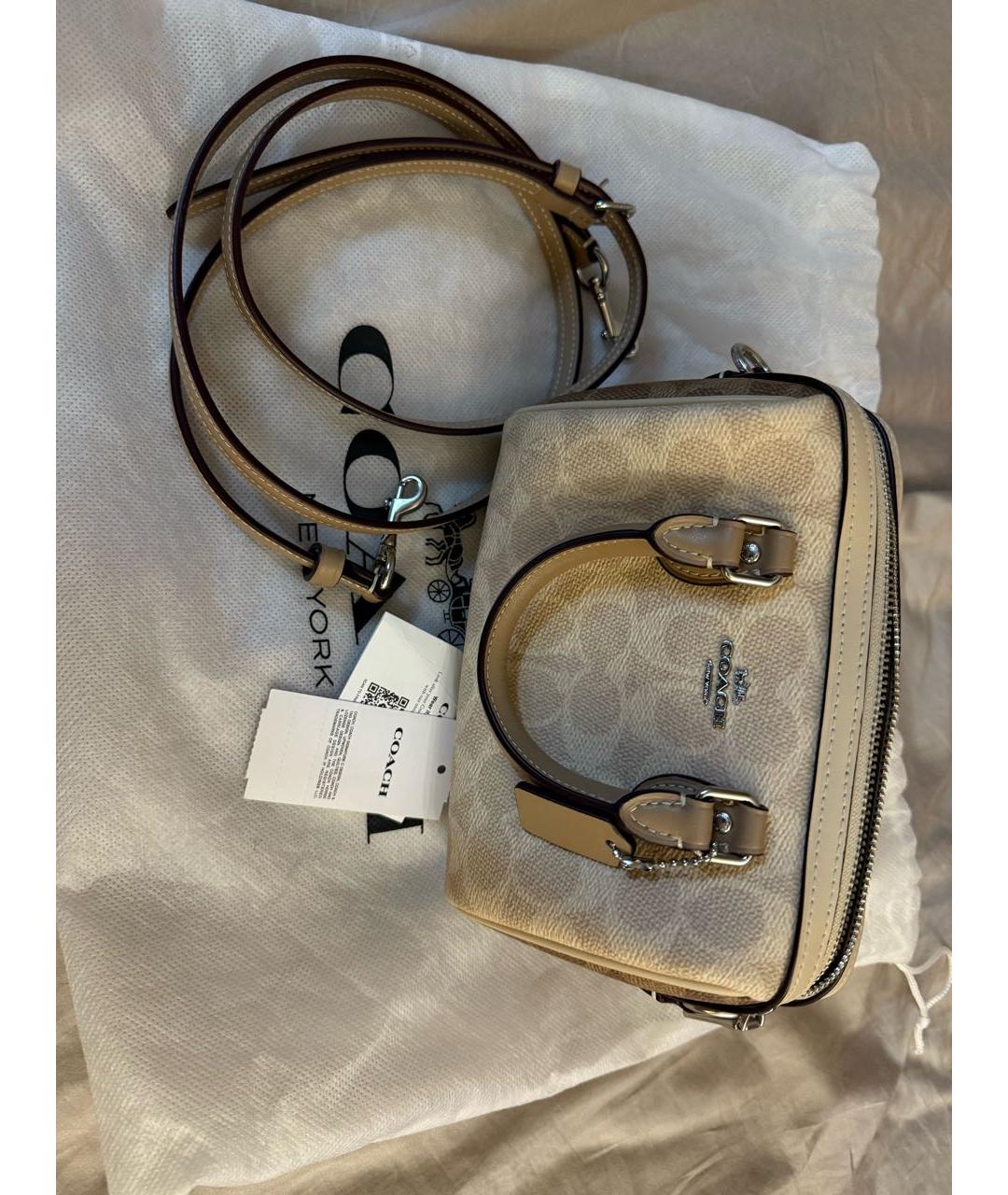 COACH Бежевая кожаная сумка тоут, фото 2