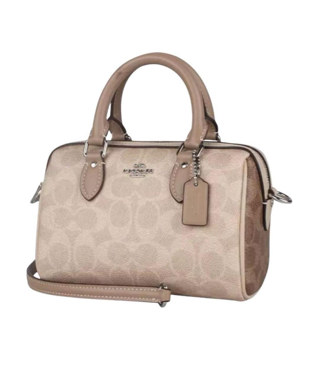 COACH Бежевая кожаная сумка тоут, фото 6