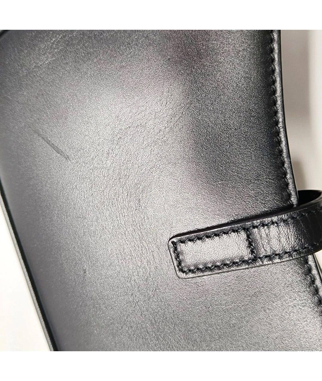 SAINT LAURENT Черная кожаная сумка с короткими ручками, фото 7