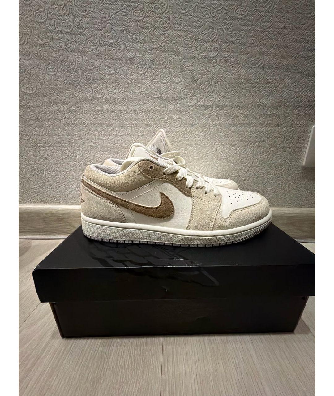 NIKE Бежевые кожаные кроссовки, фото 5