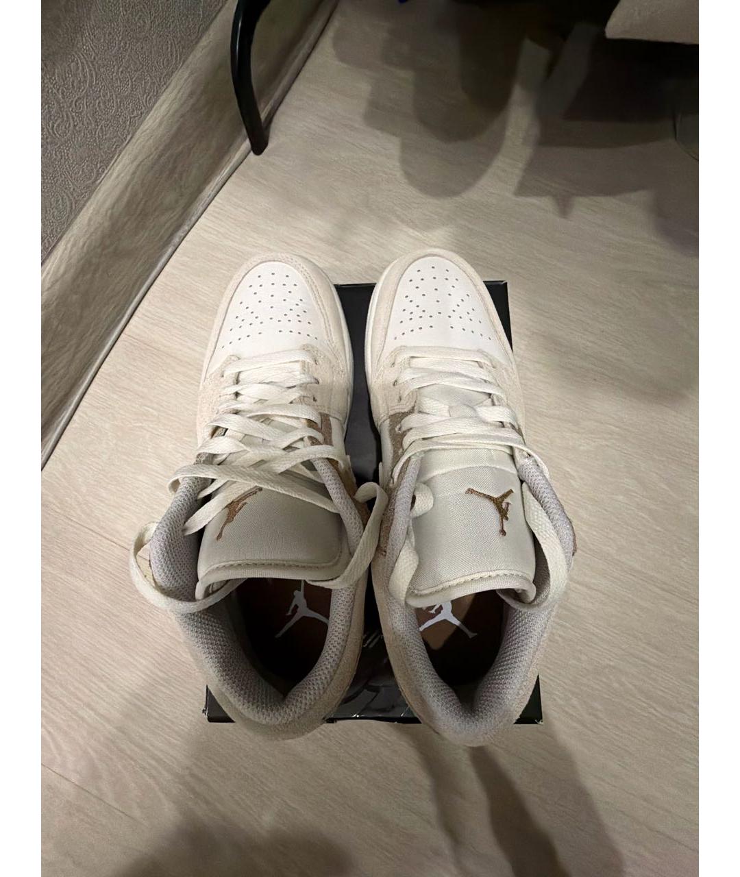 NIKE Бежевые кожаные кроссовки, фото 3