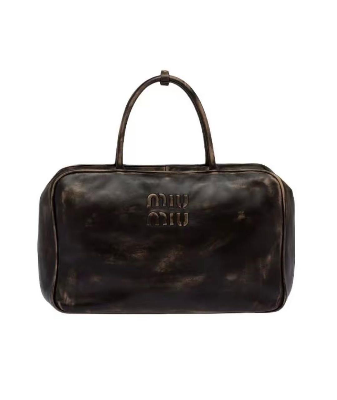 MIU MIU Коричневая кожаная сумка с короткими ручками, фото 2