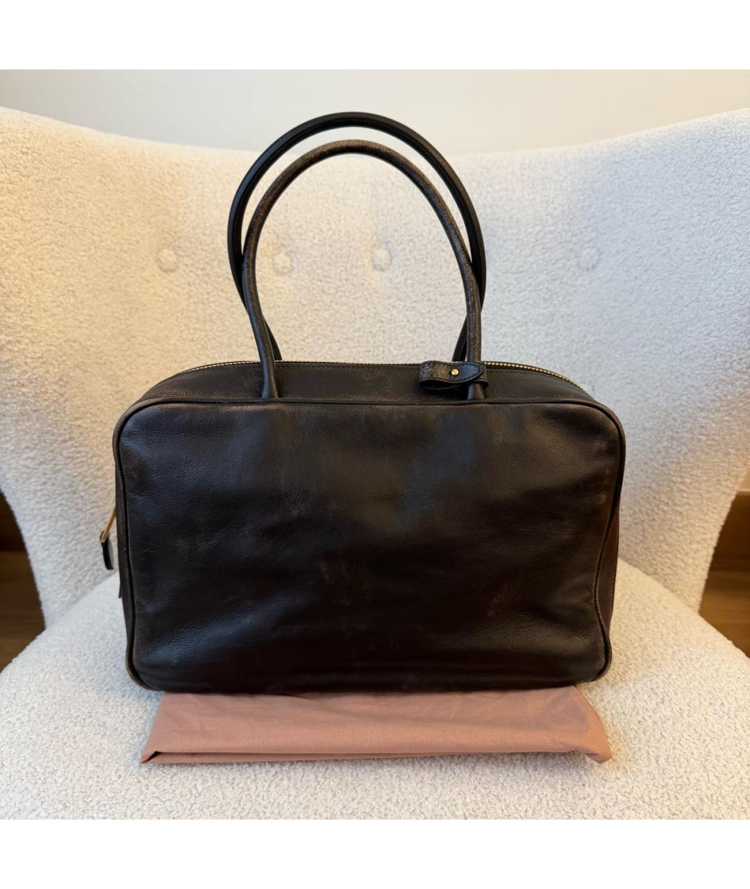 MIU MIU Коричневая кожаная сумка с короткими ручками, фото 4