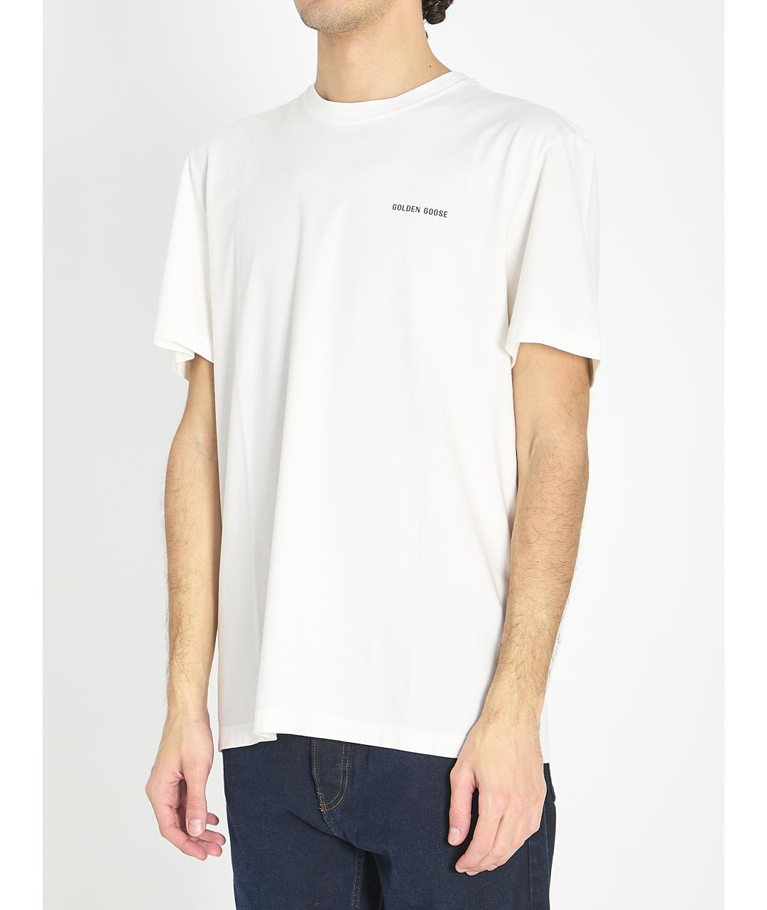 GOLDEN GOOSE DELUXE BRAND Белая хлопковая футболка, фото 2