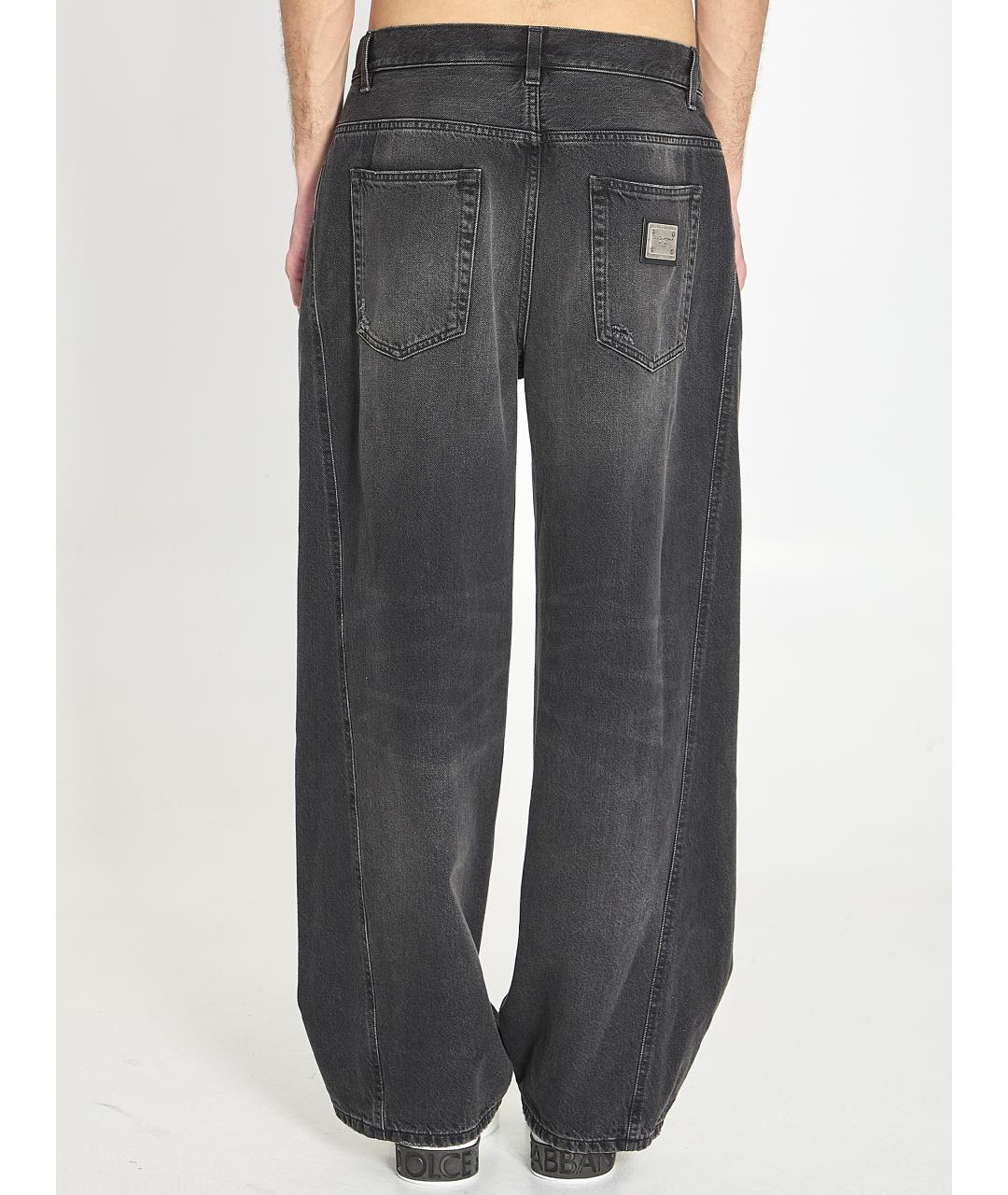 DOLCE&GABBANA Черные хлопковые прямые джинсы, фото 4