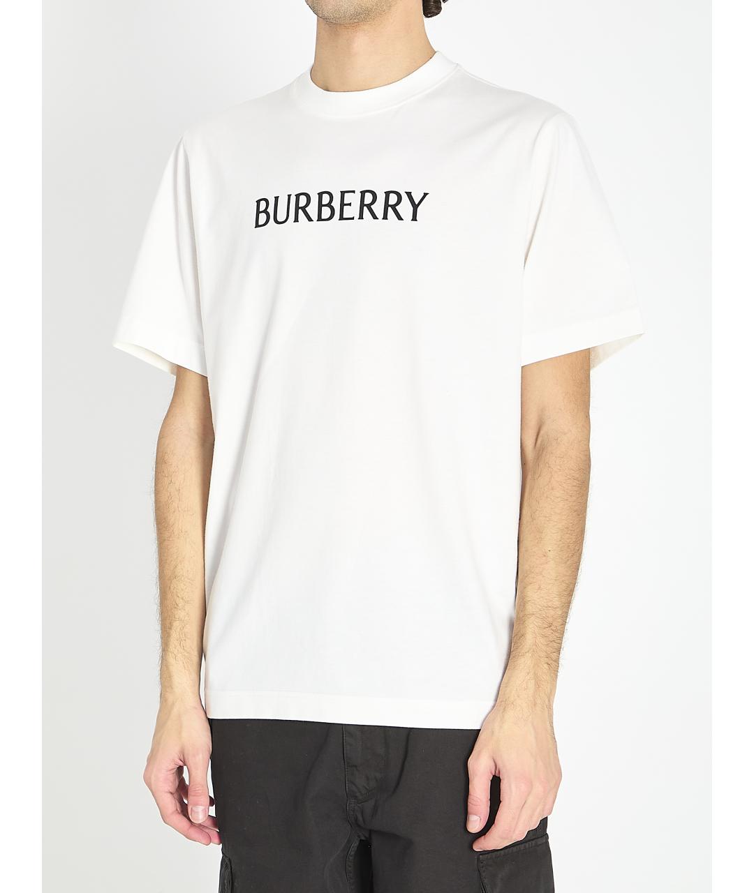 BURBERRY Белая хлопковая футболка, фото 2