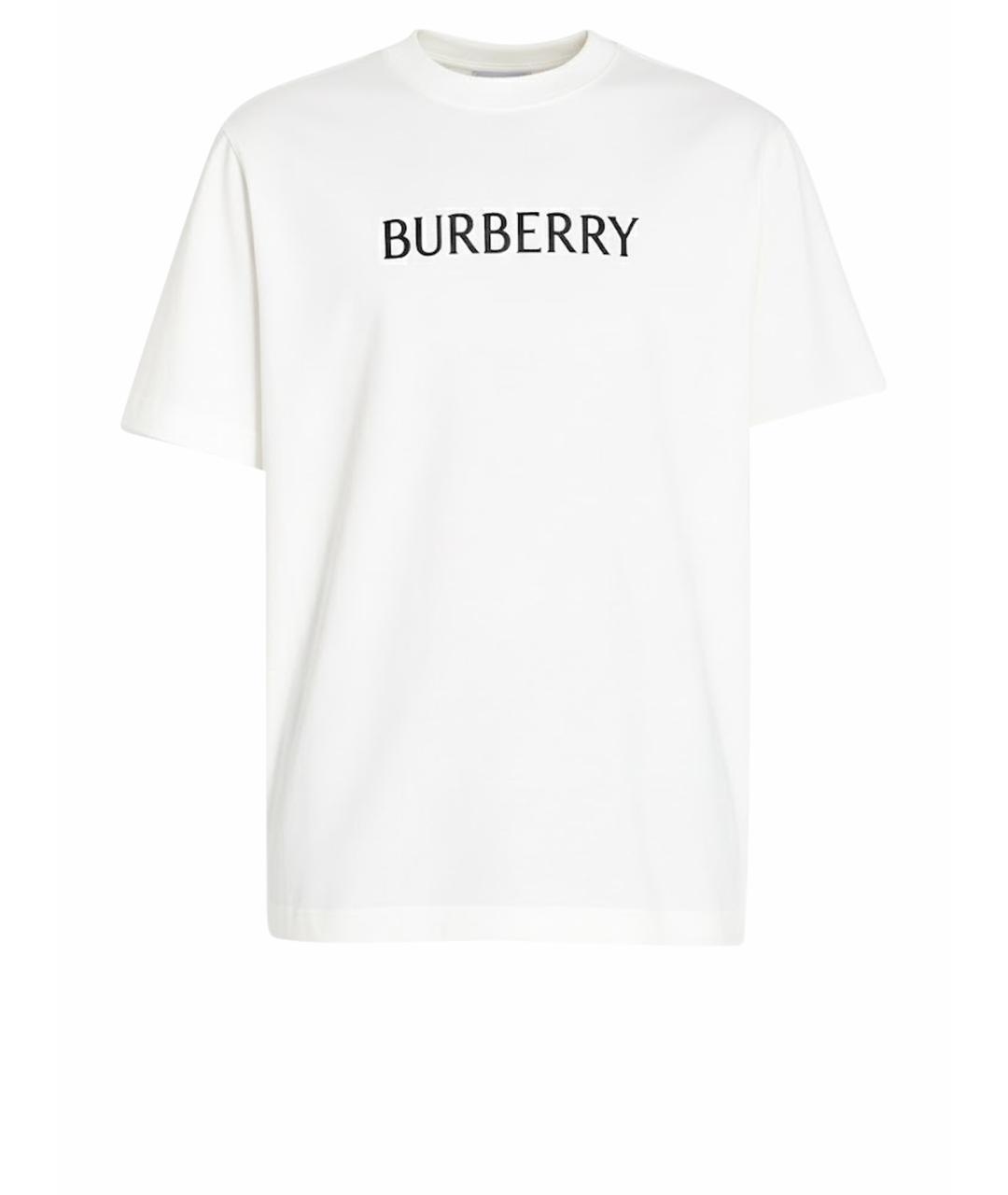 BURBERRY Белая хлопковая футболка, фото 5