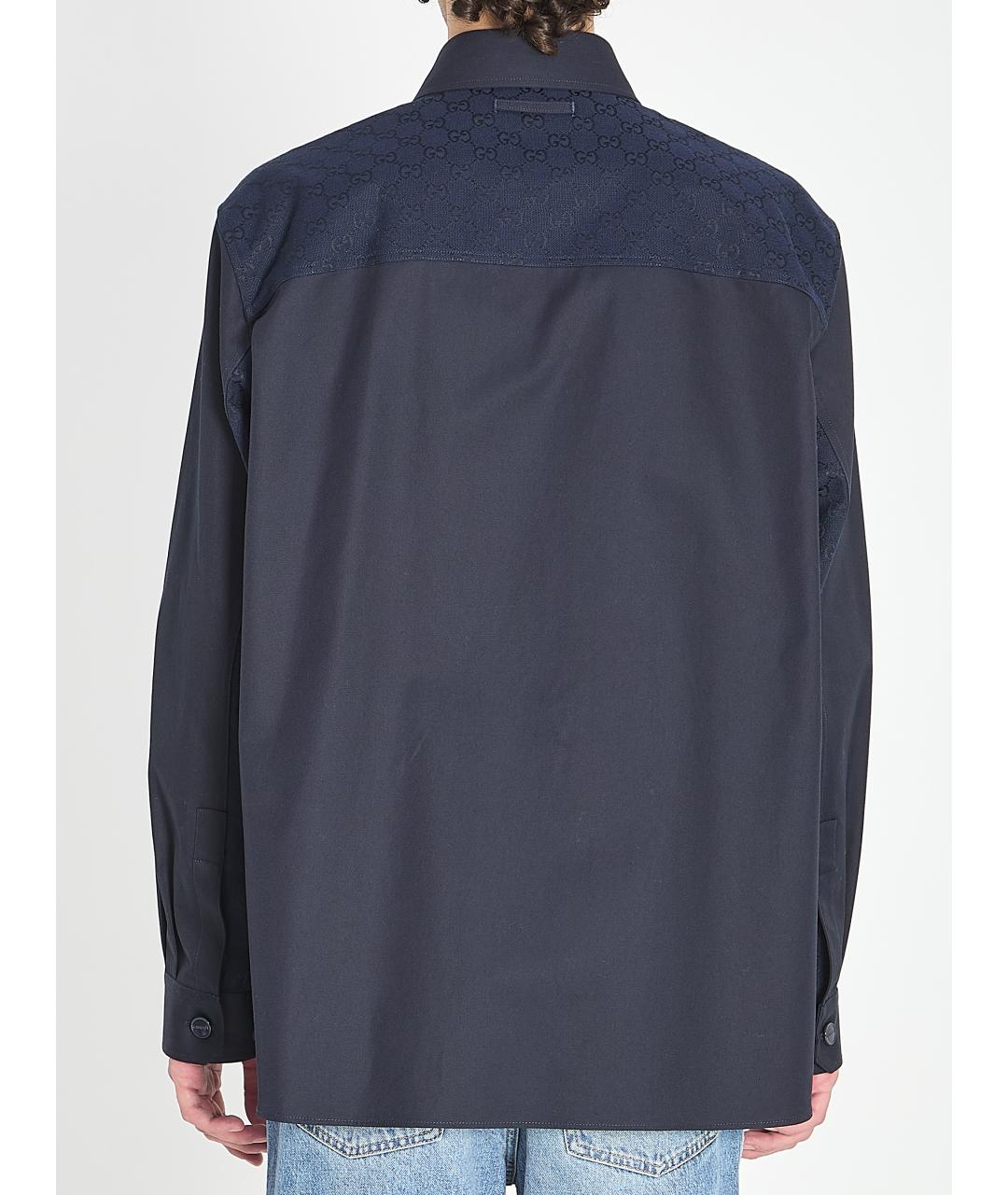 GUCCI Темно-синяя хлопковая кэжуал рубашка, фото 4