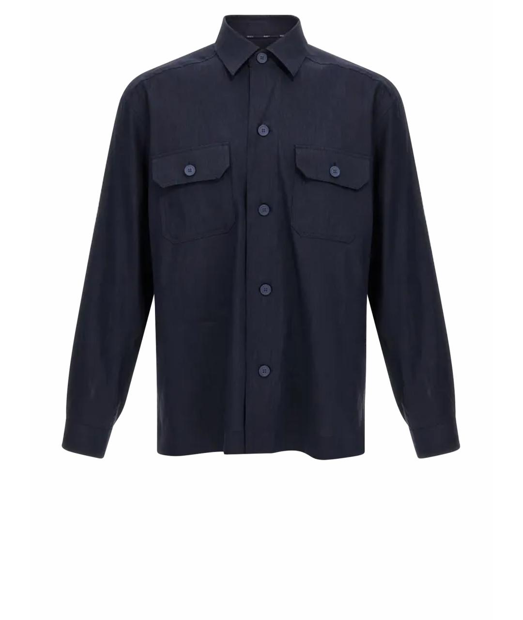 GUCCI Темно-синяя хлопковая кэжуал рубашка, фото 1