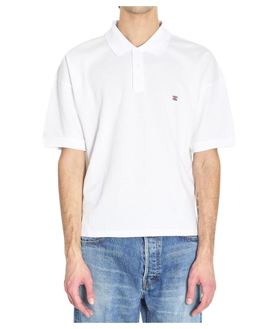 CELINE Белое хлопковое поло с коротким рукавом, фото 1