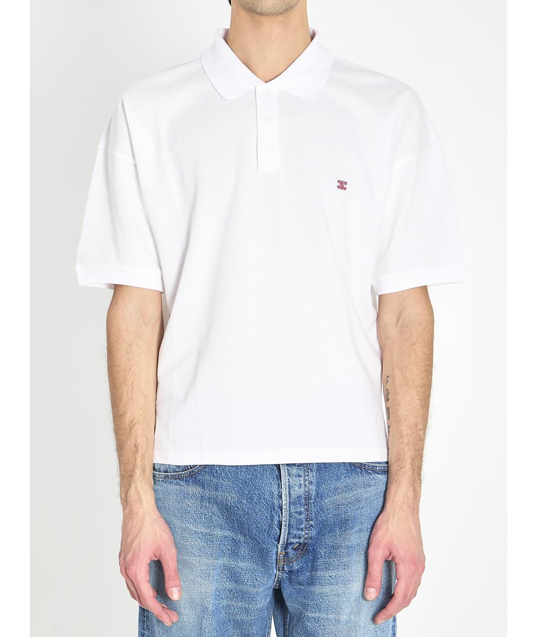 CELINE Белое хлопковое поло с коротким рукавом, фото 4